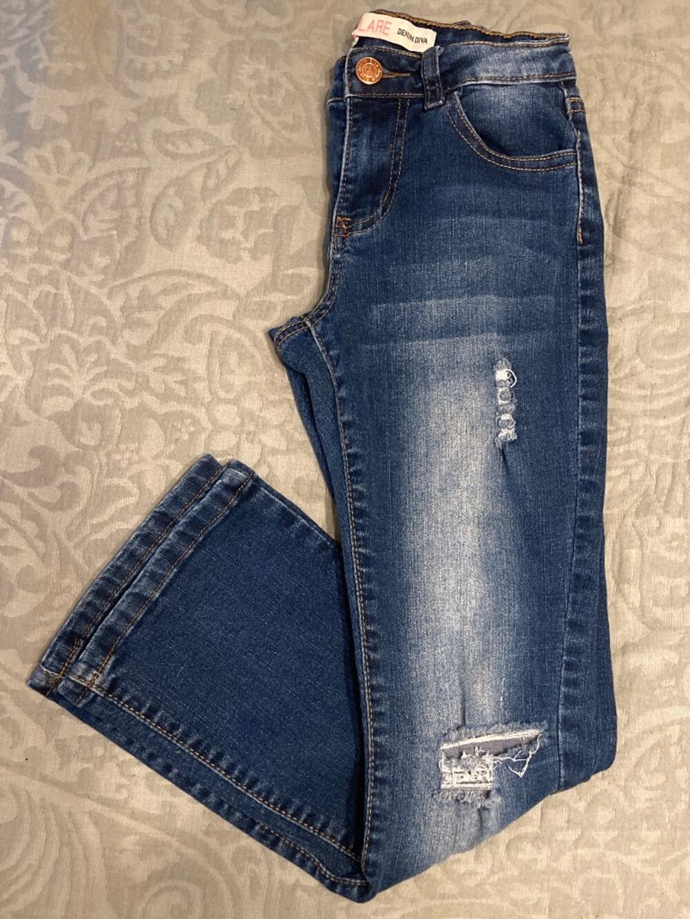 Denim Diva Girls Distressed Bootcut Jeans Size 8 Like New!